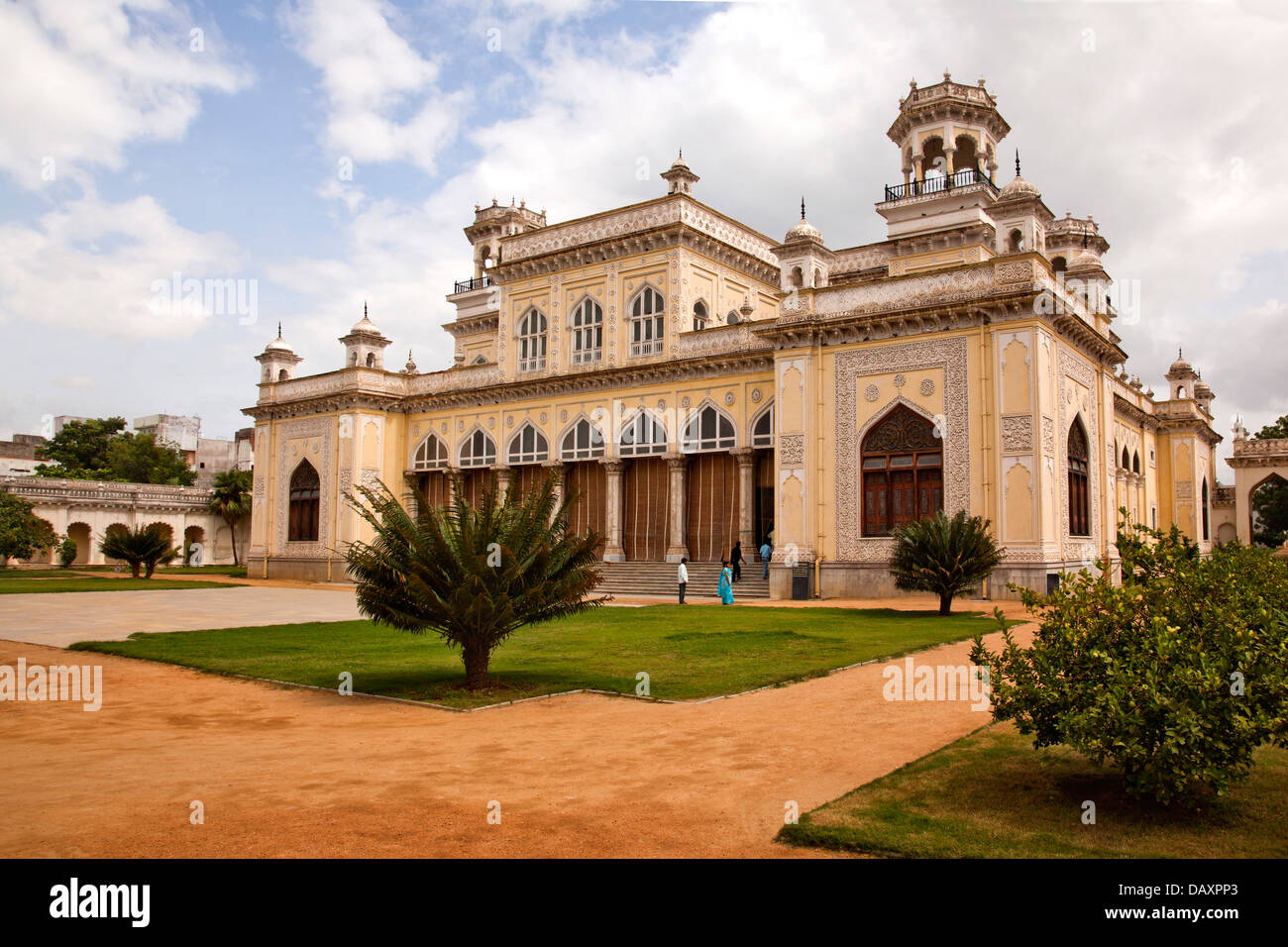 Fassade des einen Palast, Chowmahalla Palast, Hyderabad, Andhra Pradesh, Indien Stockfoto