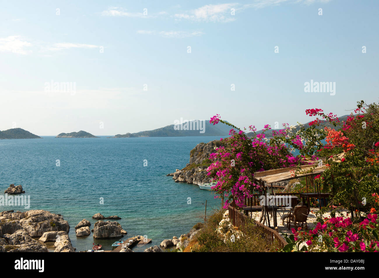 Asien, Ägypten, Provinz Antalya, Kekova Kale Koyü (Simena) Sprachlernspiels der Insel Kekova, Blick von der Methap Rente Stockfoto