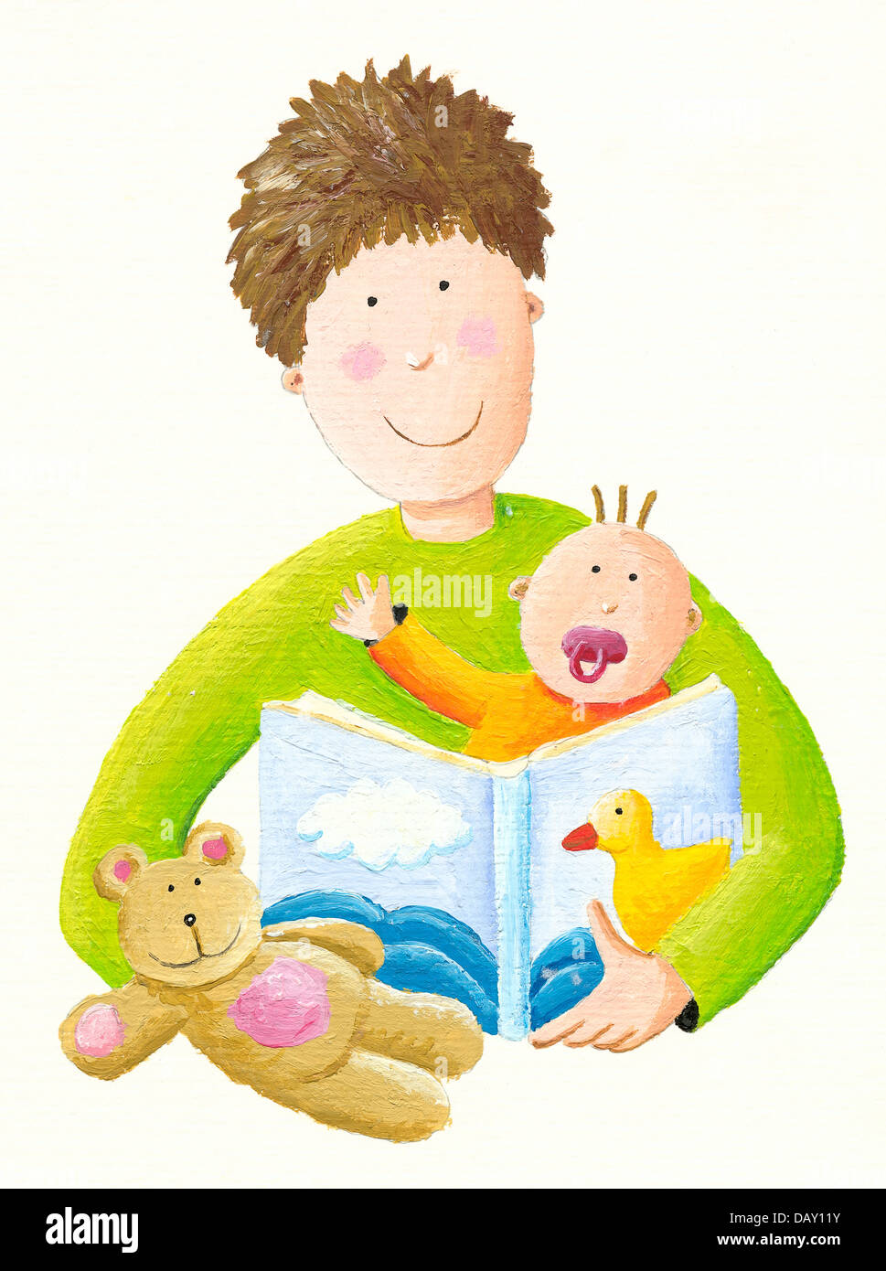 Abbildung Vater lesen, baby Stockfoto