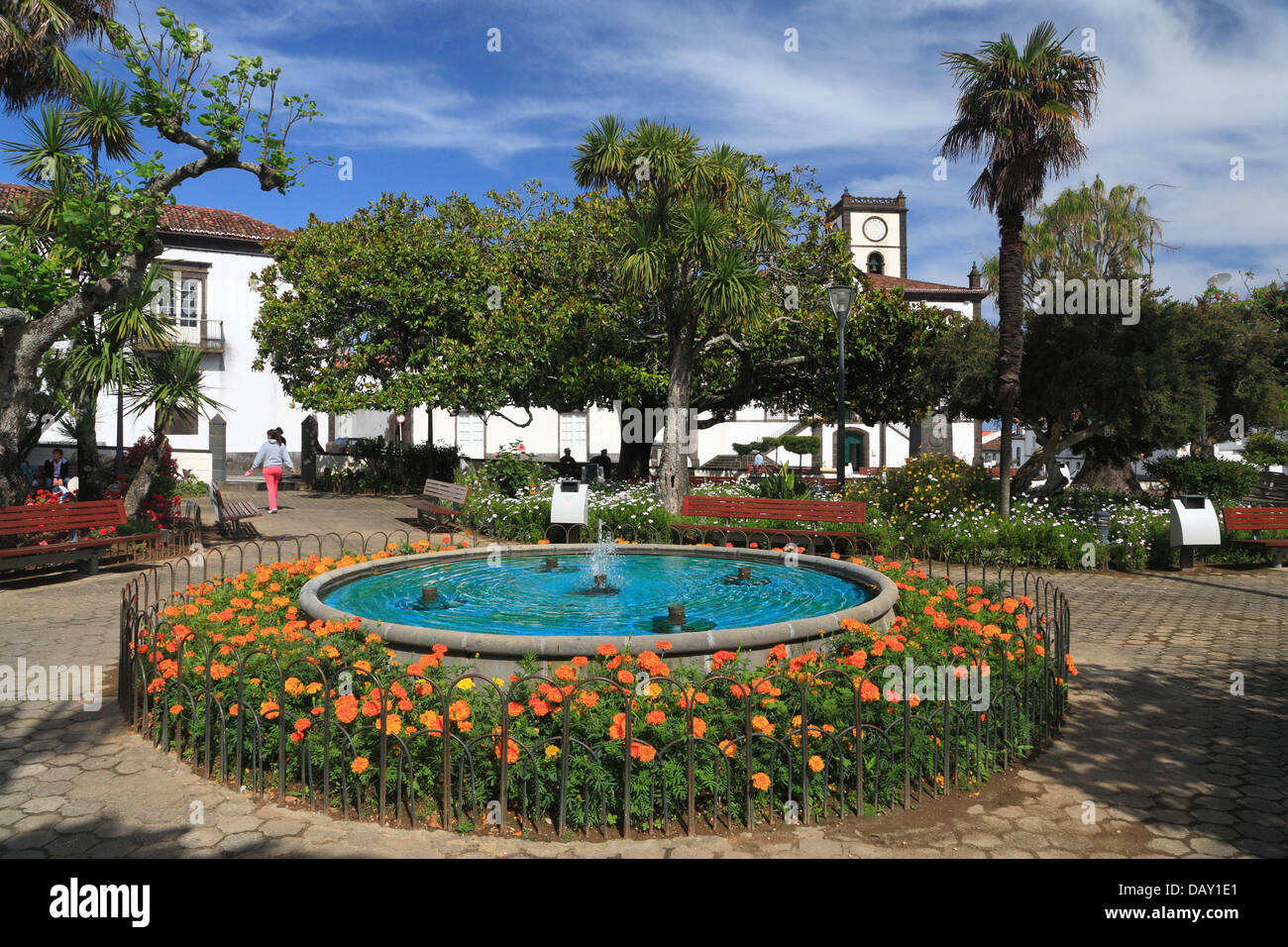 Kleiner Park in der Stadt von Vila Franca do Campo. Sao Miguel, Azoren, Portugal. Stockfoto