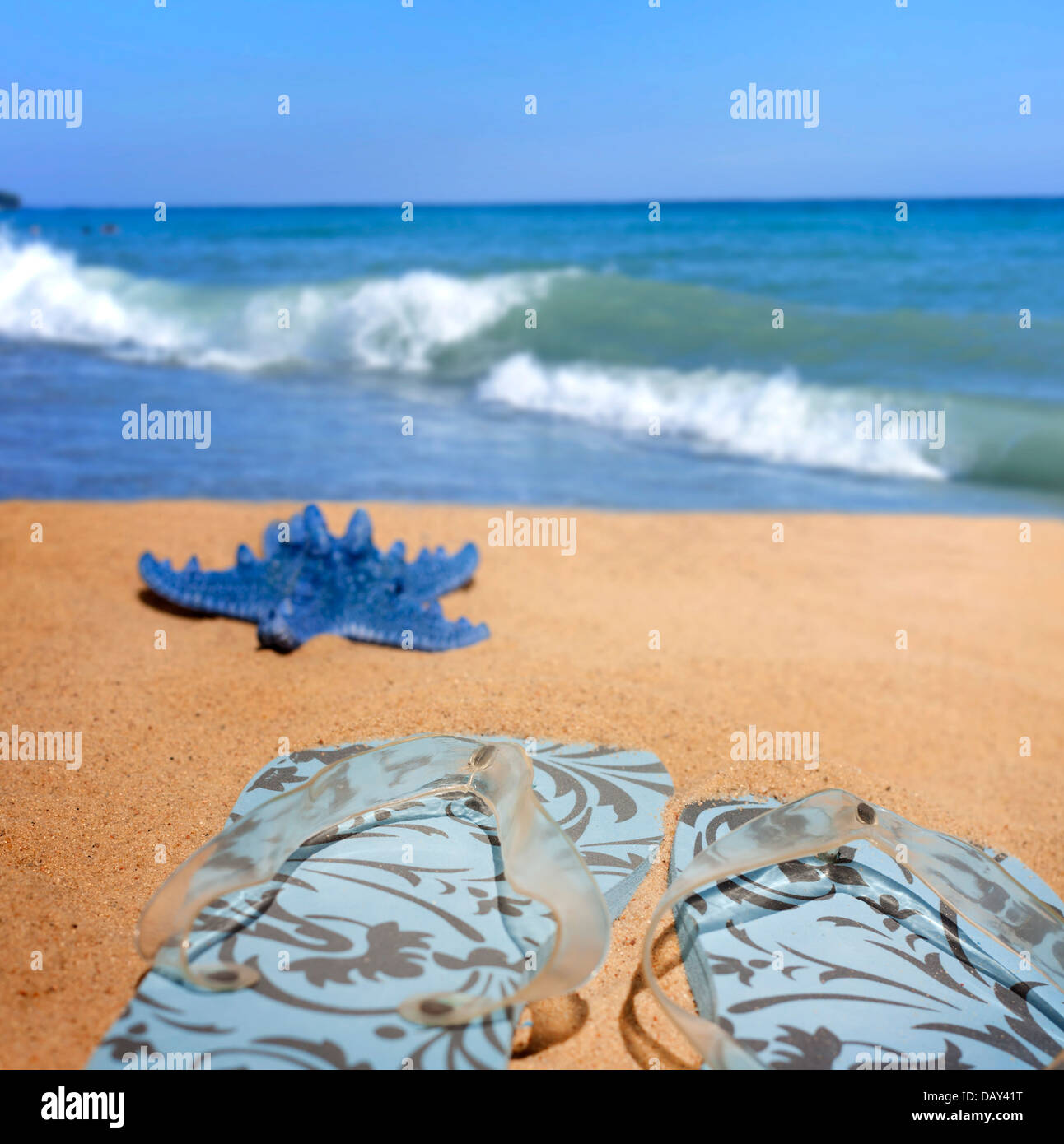 Beachwear am Meer Urlaub Urlaub Hintergrund Konzept Stockfoto