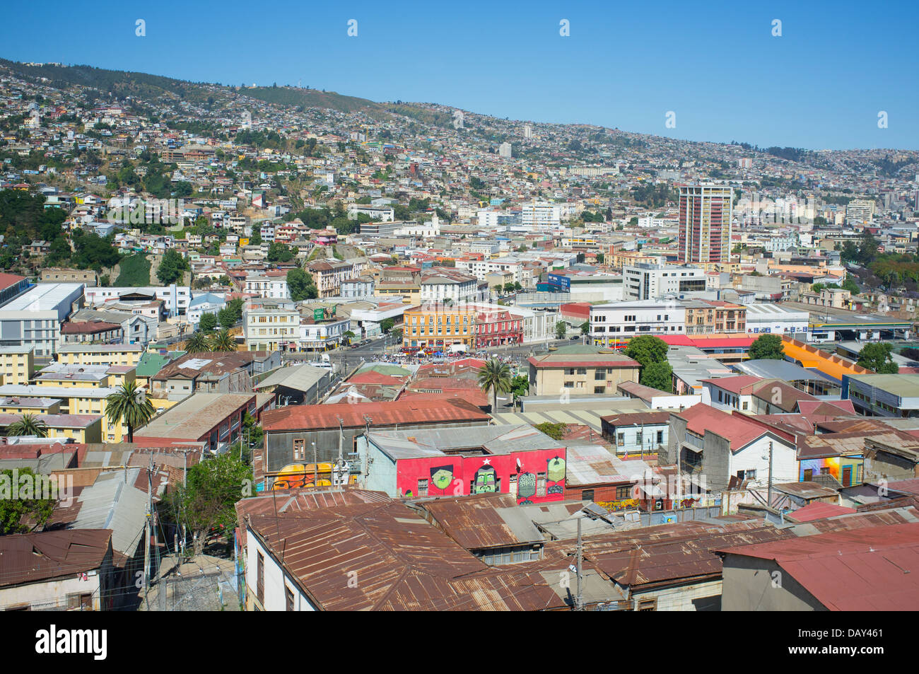 Straßen und Sehenswürdigkeiten der Hafen von Valparaiso Stockfoto