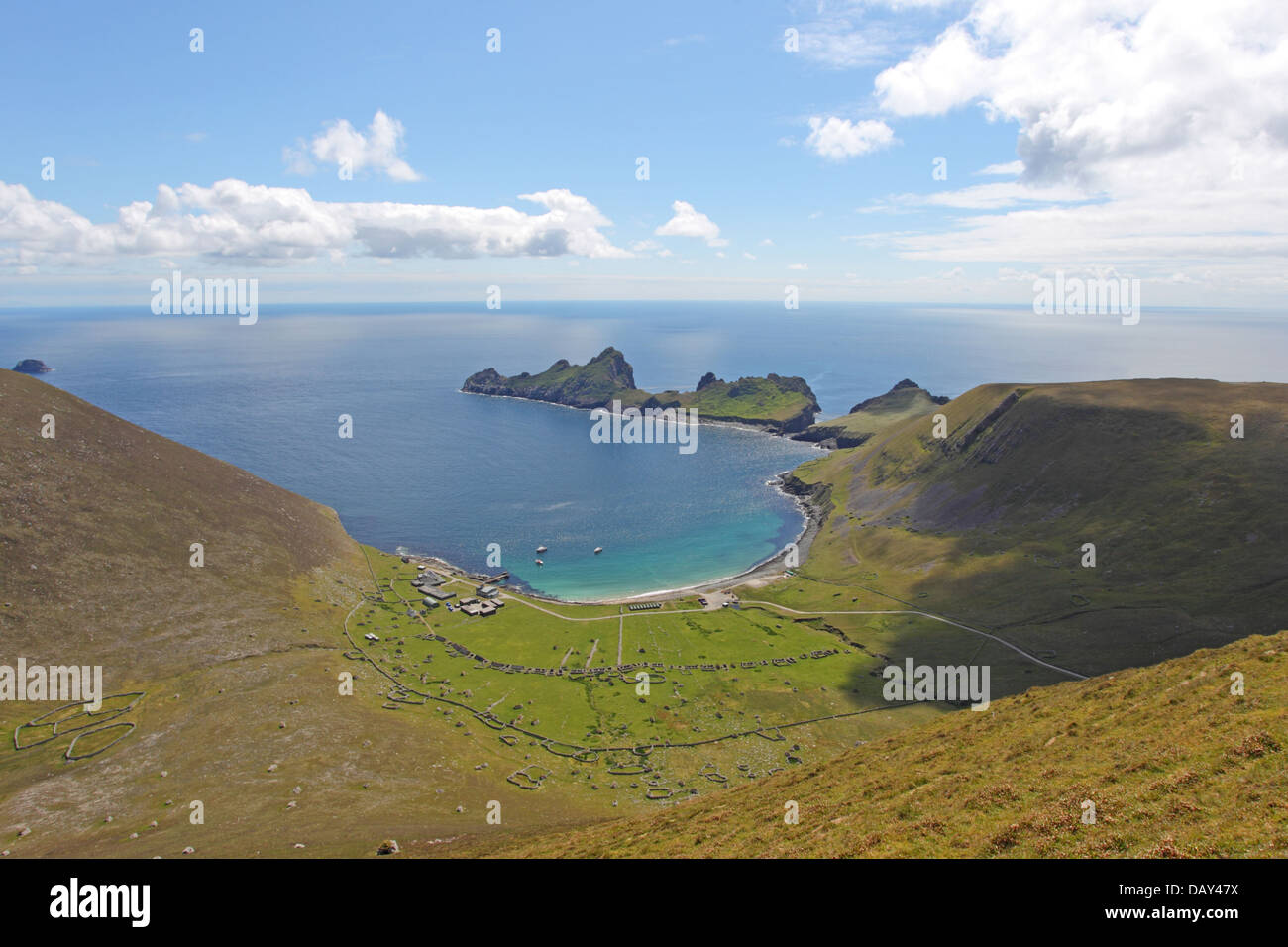 Dorf-Bucht auf Hirta, St Kilda, äußeren Hebriden Stockfoto