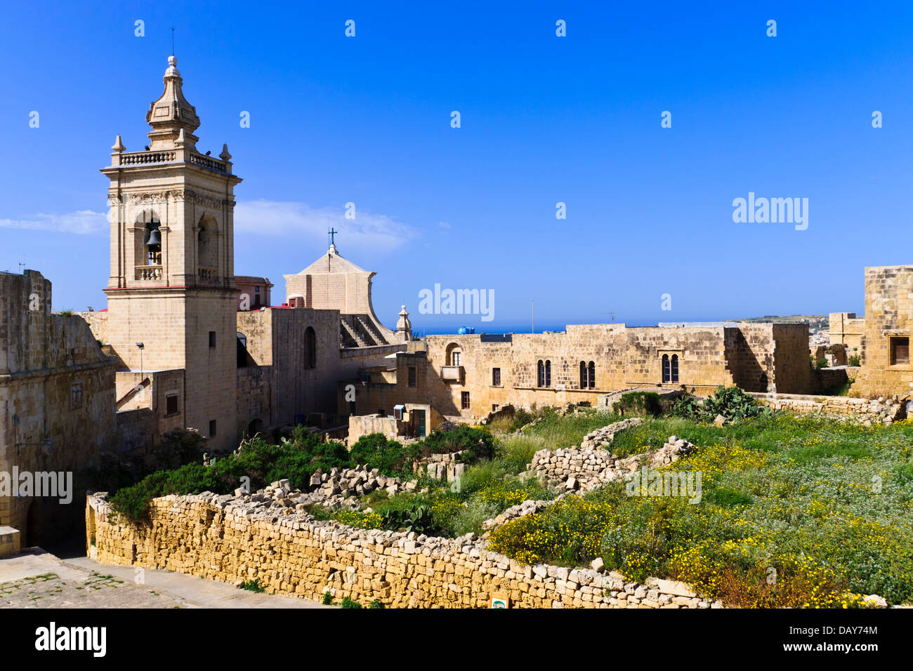 Die Kathedrale Mariä Himmelfahrt in der alten Zitadelle von Victoria (Rabat), Gozo, Malta. Stockfoto