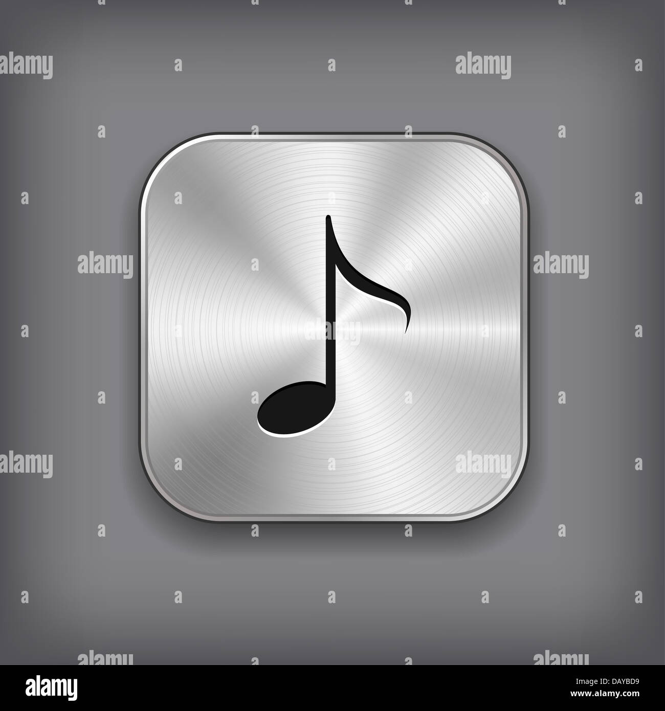 Musik-Notiz-Symbol - Taste "Metall app" Stockfoto