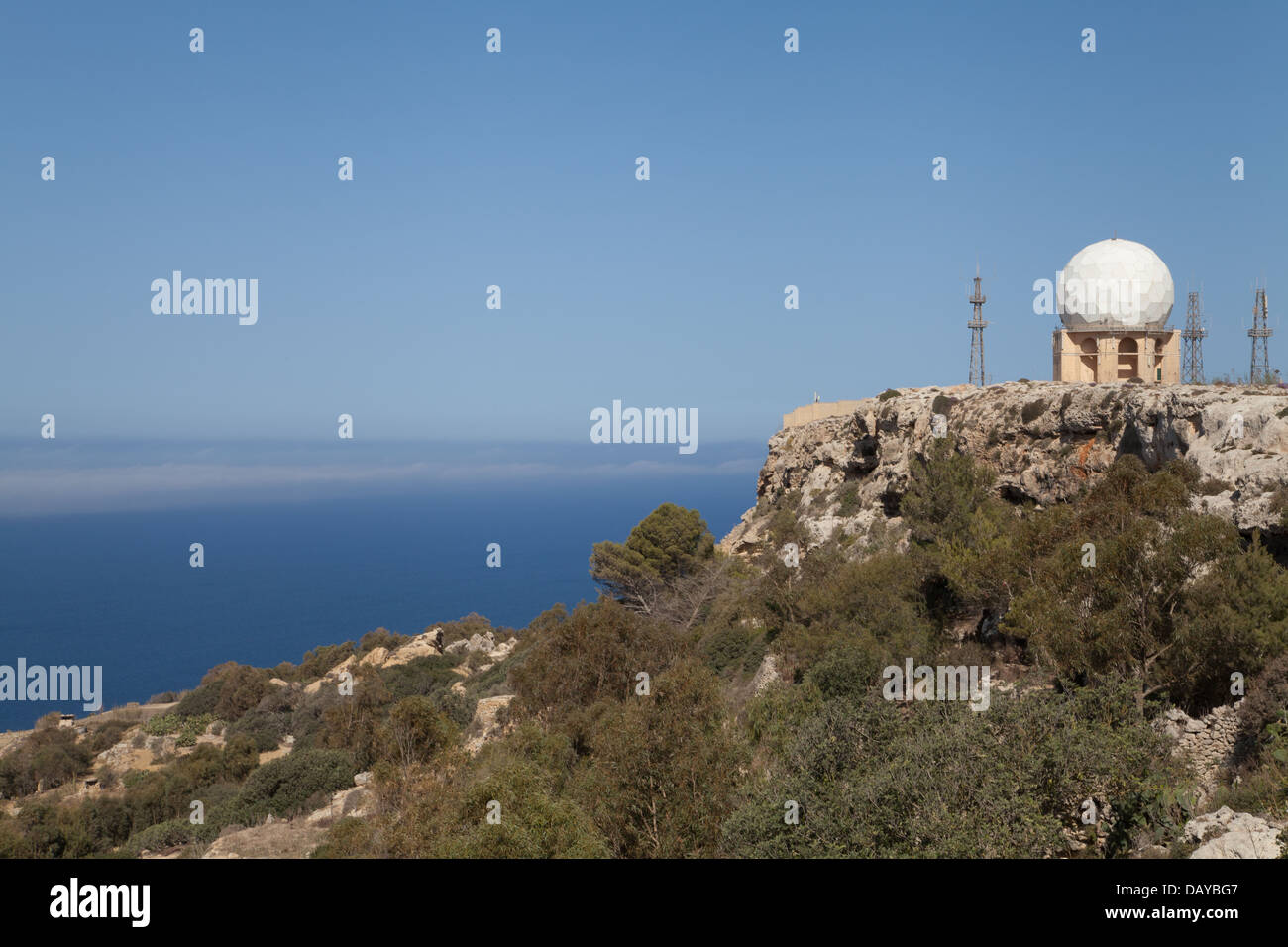 Radar, Dingli Cliffs, Malta. Stockfoto