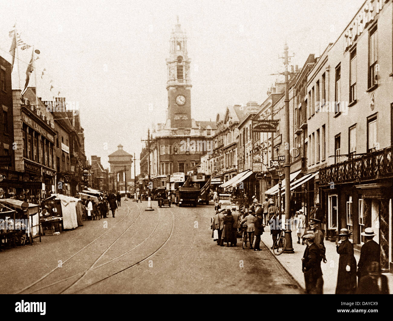 Colchester High Street wahrscheinlich 1902s Stockfoto