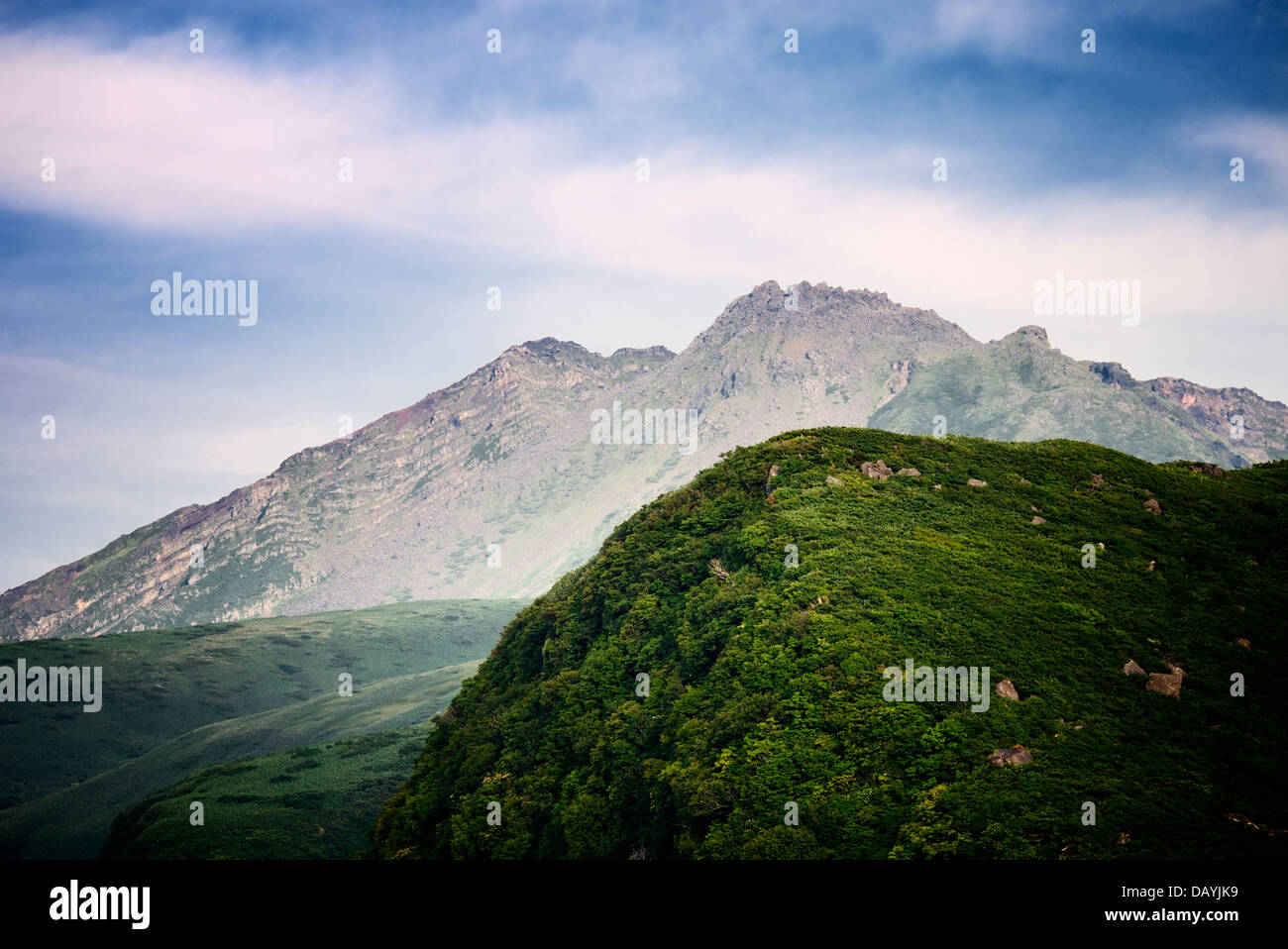 Gipfel des Mount Aromakomponenten von seiner Mitte Punkt Ort anzeigen Stockfoto