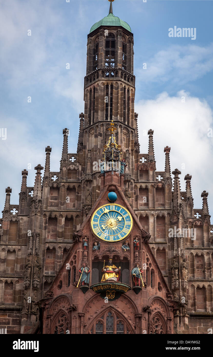 Hauptmarkt, Frauenkirche, Nürnberg, Deutschland, Europa. Stockfoto
