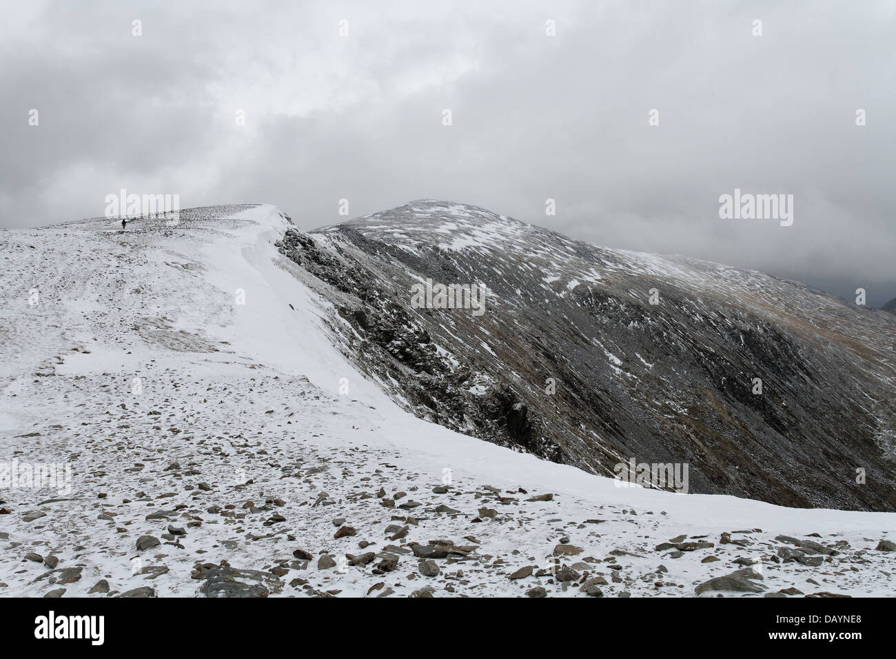 Gipfel der Carnedd Dafydd, Snowdonia, im winter Stockfoto