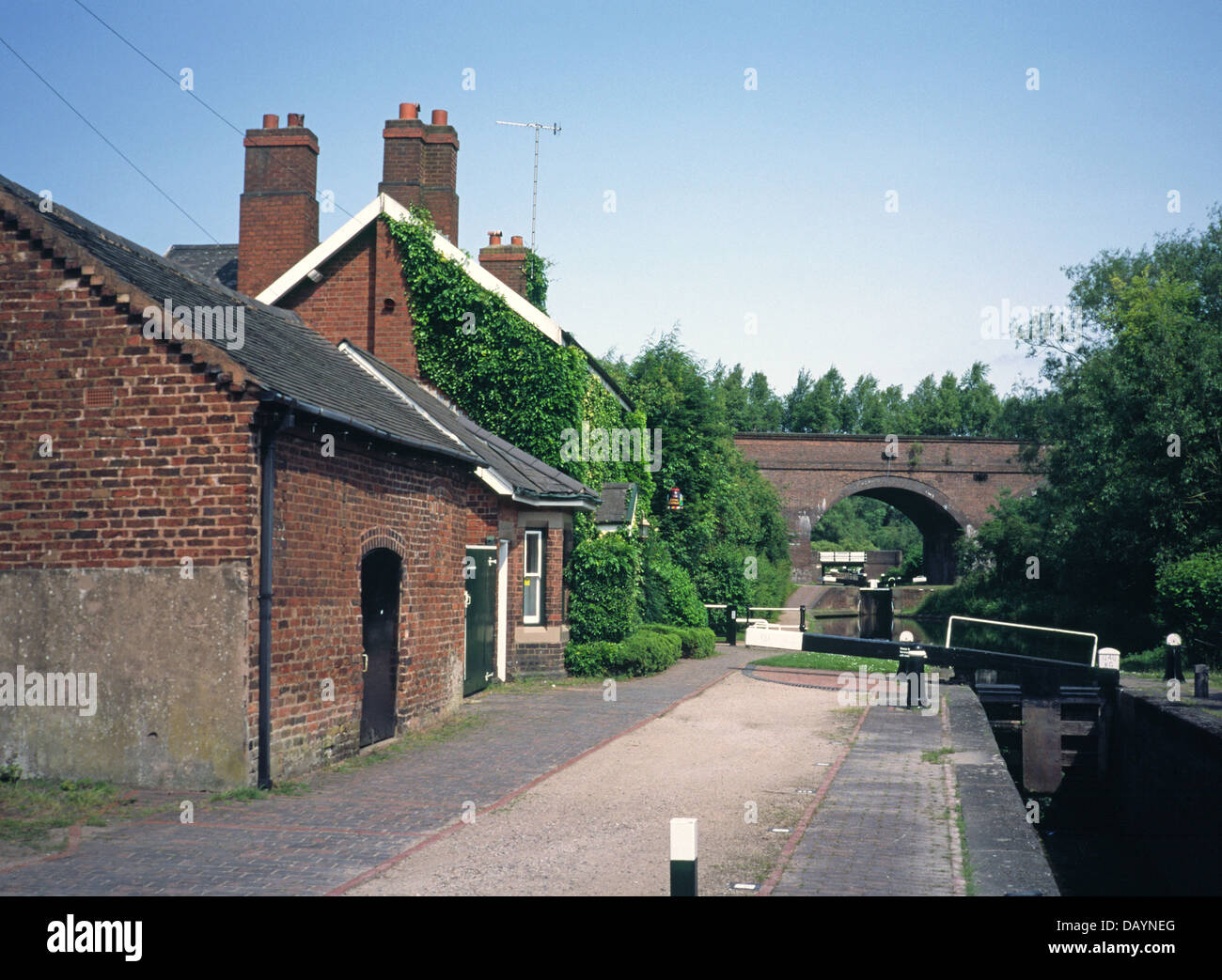Schleusenwärter Hütte am Parkhead Schlösser & Viadukt, Dudley No1 Canal, Dudley, West Midlands, England, UK Stockfoto
