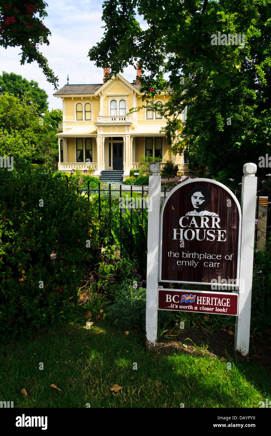 Carr House, dem Geburtsort von Künstler und Schriftsteller Emily Carr (1871-1945). Victoria, British Columbia, Kanada. Stockfoto