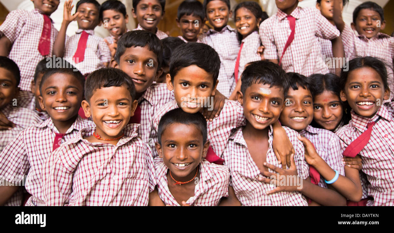 Schulkinder in Madurai, Indien Stockfoto