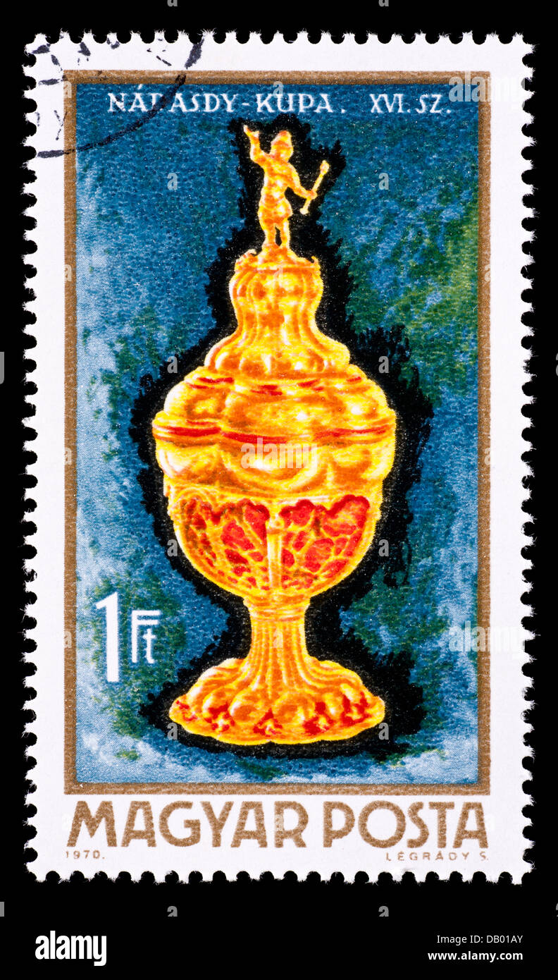 Briefmarke aus Ungarn, die Darstellung der Nádasdy-Becher Stockfoto