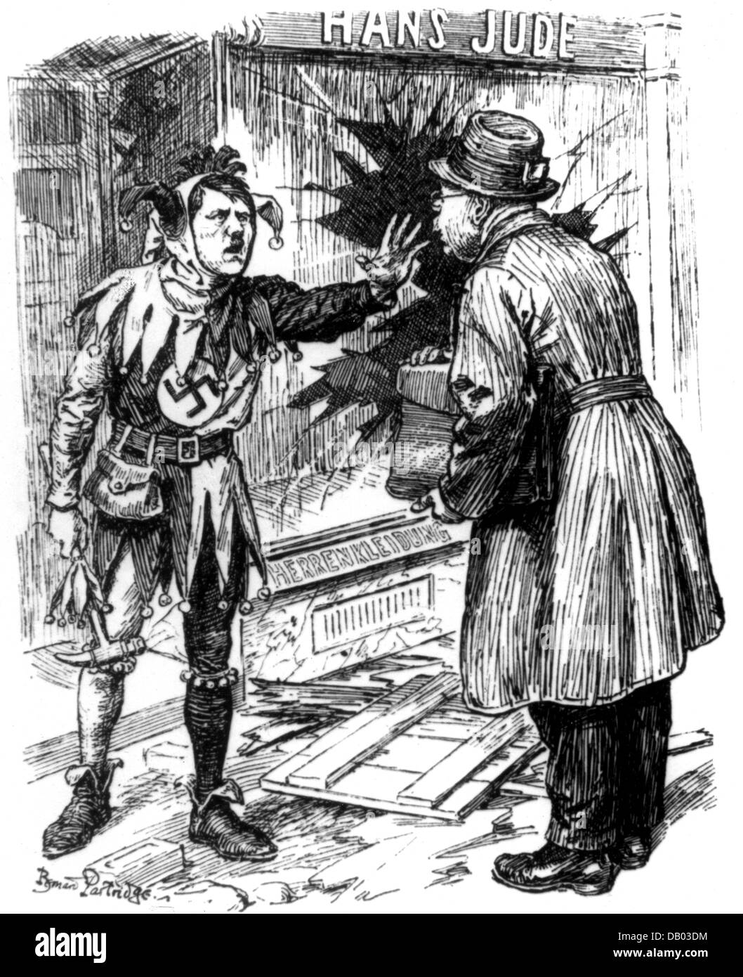 Nationalsozialismus, Verbrechen, Judenverfolgung, Karikatur, 'All Fools Day in Germany', Zeichnung, 'J'Accuse', London, 23.3.1933, Zusatzrechte-Clearences-nicht vorhanden Stockfoto