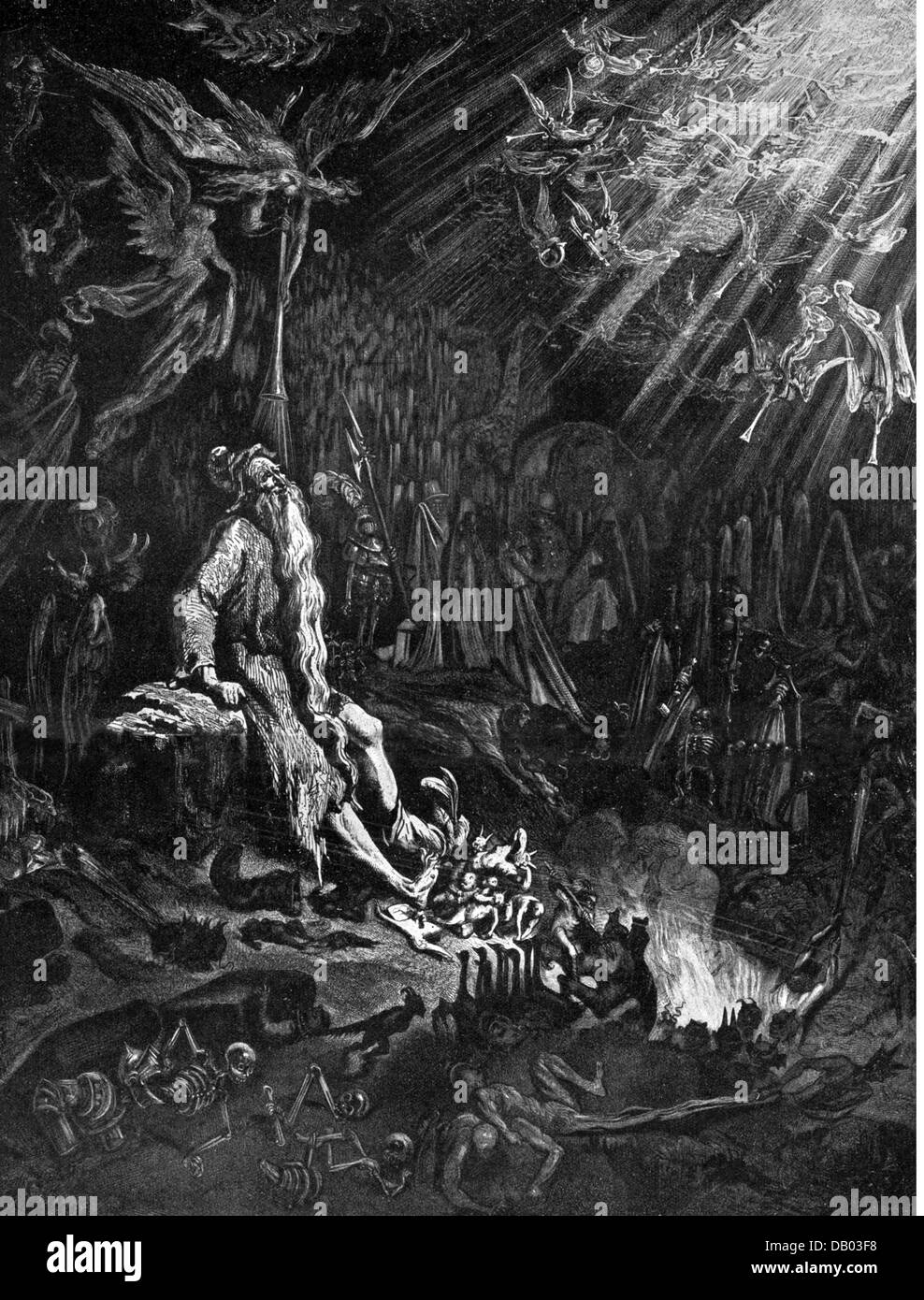 Judentum, Antisemitismus, "Der wandernde Jude", holzstich von Gustave Doré, Frankreich, 1856, Artist's Urheberrecht nicht gelöscht werden Stockfoto