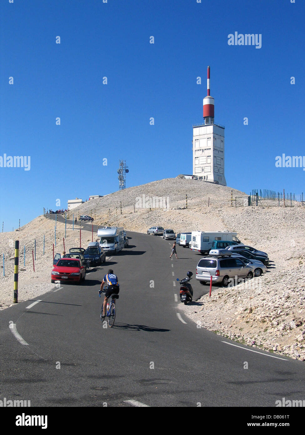 Das Bild zeigt den Gipfel des Mont Ventoux (1912 m), Frankreich, 14. September 2007. Mont Ventoux war Teil der Tour de France seit mehreren Jahren. Foto: Thomas Muncke Stockfoto