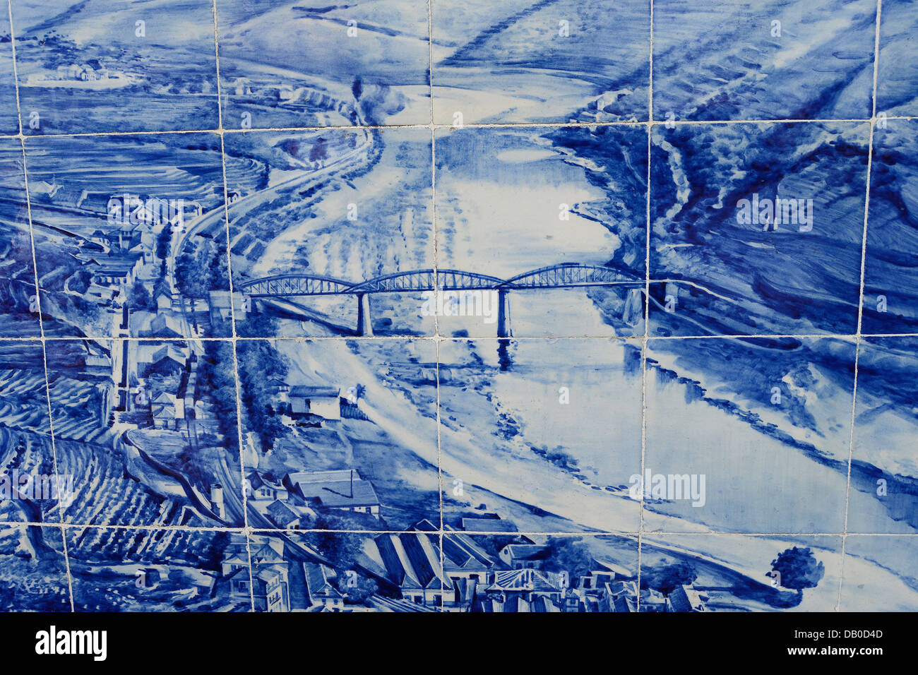 Azulejos an Wand des Bahnhofs Pinhao oberen Dourotal Portugal Stockfoto