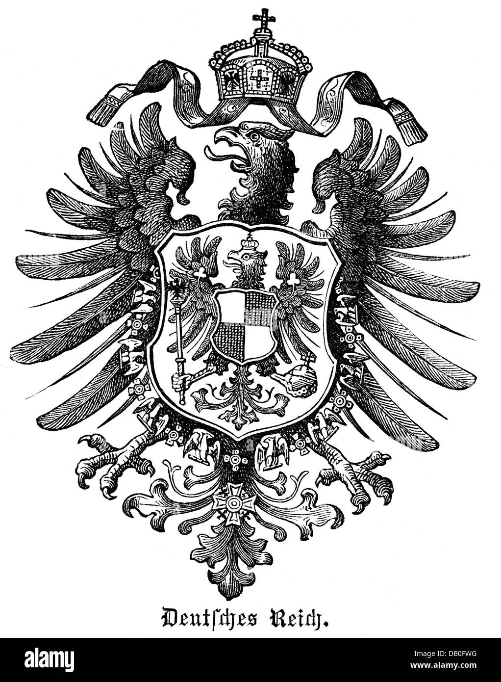 Heraldik, Wappen, Deutschland, Staatswappen des Deutschen Reiches, Holzstich, 1872, Zusatz-Rechte-Clearenzen-nicht lieferbar Stockfoto