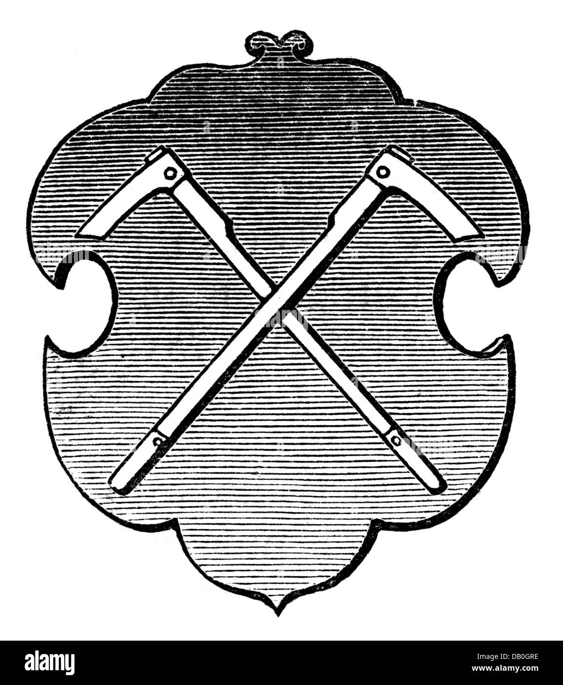 Heraldik, Wappen, Deutschland, Stadtwappen, Bad Homburg, Holzstich, 1892,  Zusatz-Rechte-Clearences-nicht vorhanden Stockfotografie - Alamy
