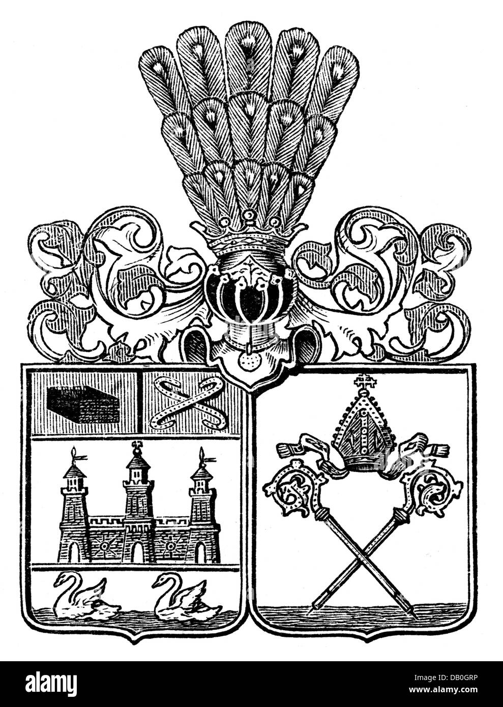 Heraldik, Wappen, Polen, Stadtwappen, Kolobrzeg, Holzstich, 1892, Zusatz-Rechte-Freilichtungen-nicht vorhanden Stockfoto