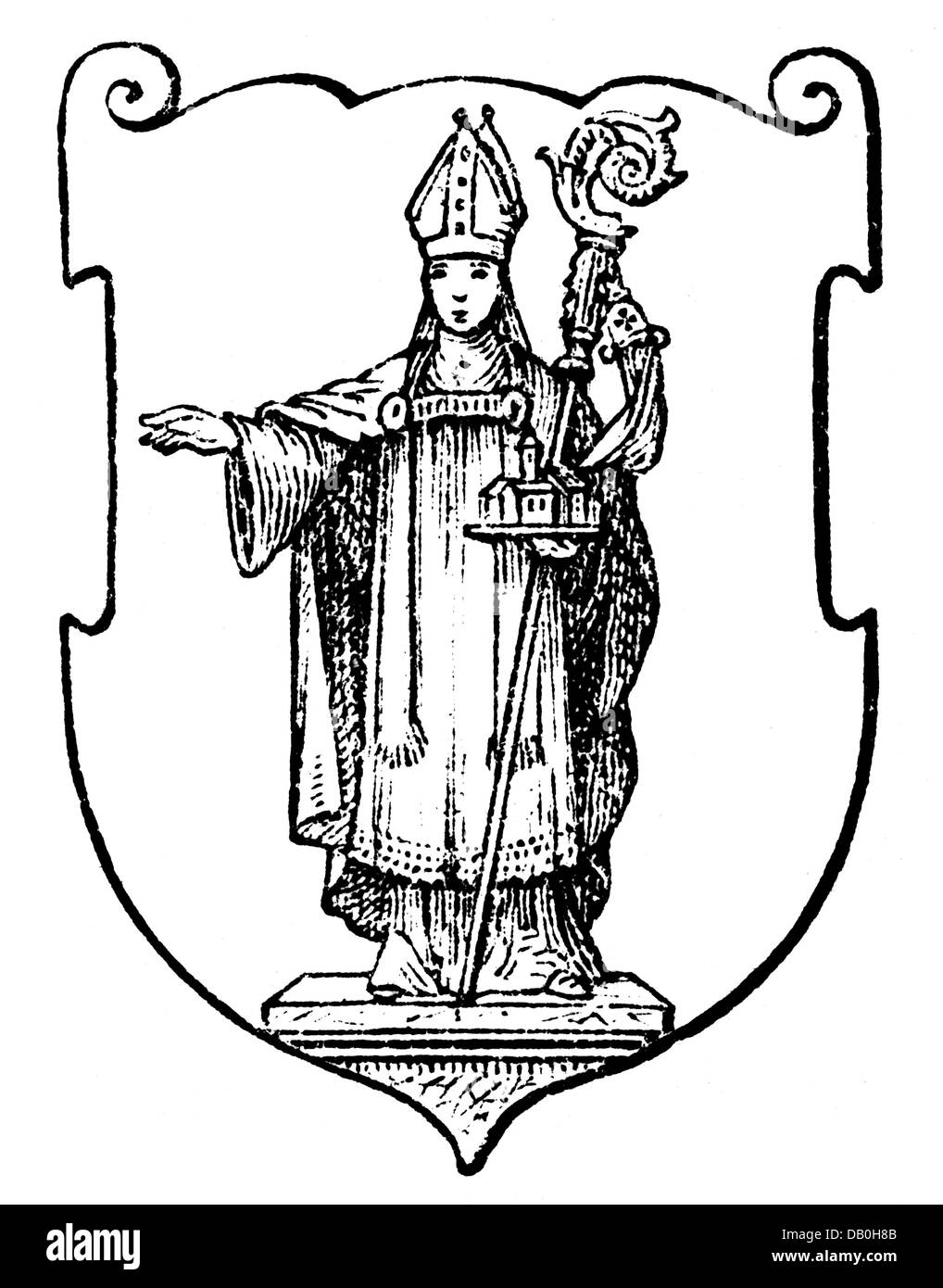 Heraldik, Wappen, Kroatien (Ortsname Hrvatska), Stadtwappen, Dubrovnik, Holzstich, 1893, Zusatz-Rechte-Freilichtungen-nicht vorhanden Stockfoto