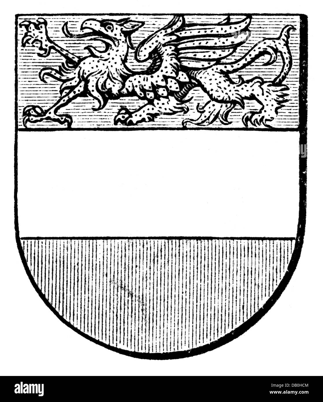 Heraldik, Wappen, Deutschland, Stadtwappen, Rostock, Holzstich, 1893, Zusatz-Rechte-Clearenzen-nicht vorhanden Stockfoto