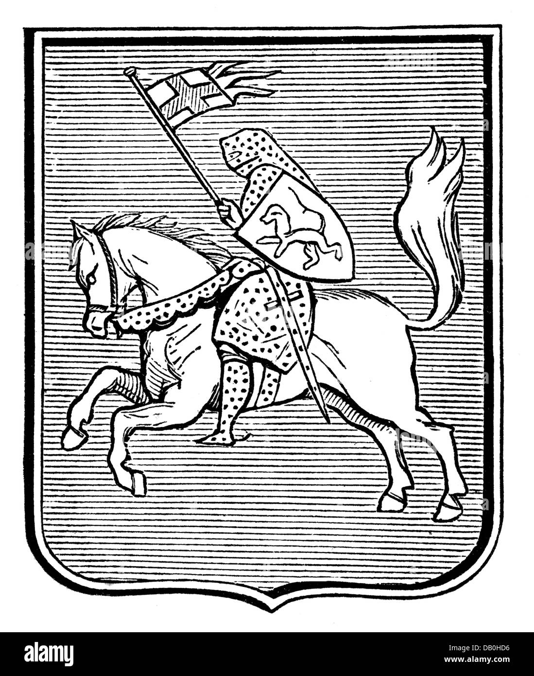 Heraldik, Wappen, Deutschland, Stadtwappen, Schwerin, Holzstich, 1875, Zusatz-Rechte-Clearenzen-nicht vorhanden Stockfoto