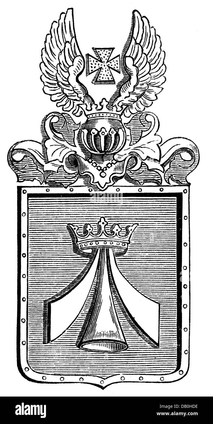 Heraldik, Wappen, Deutschland, Stadtwappen, Stralsund, Holzstich, 1875, Additional-Rights-Clearences-not available Stockfoto