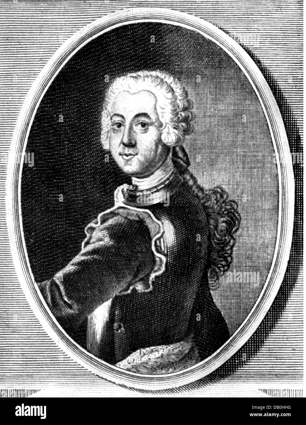 Trotti de La Chetardie, Jacques-Joachim, 3.10.1705 - 1.1.1759, französischer Diplomat, Botschafter Frankreichs in Preußen 1731-1739, halbe Länge, Kupferstich von Bernigeroth, circa 1735, Artist's Urheberrecht nicht gelöscht werden Stockfoto