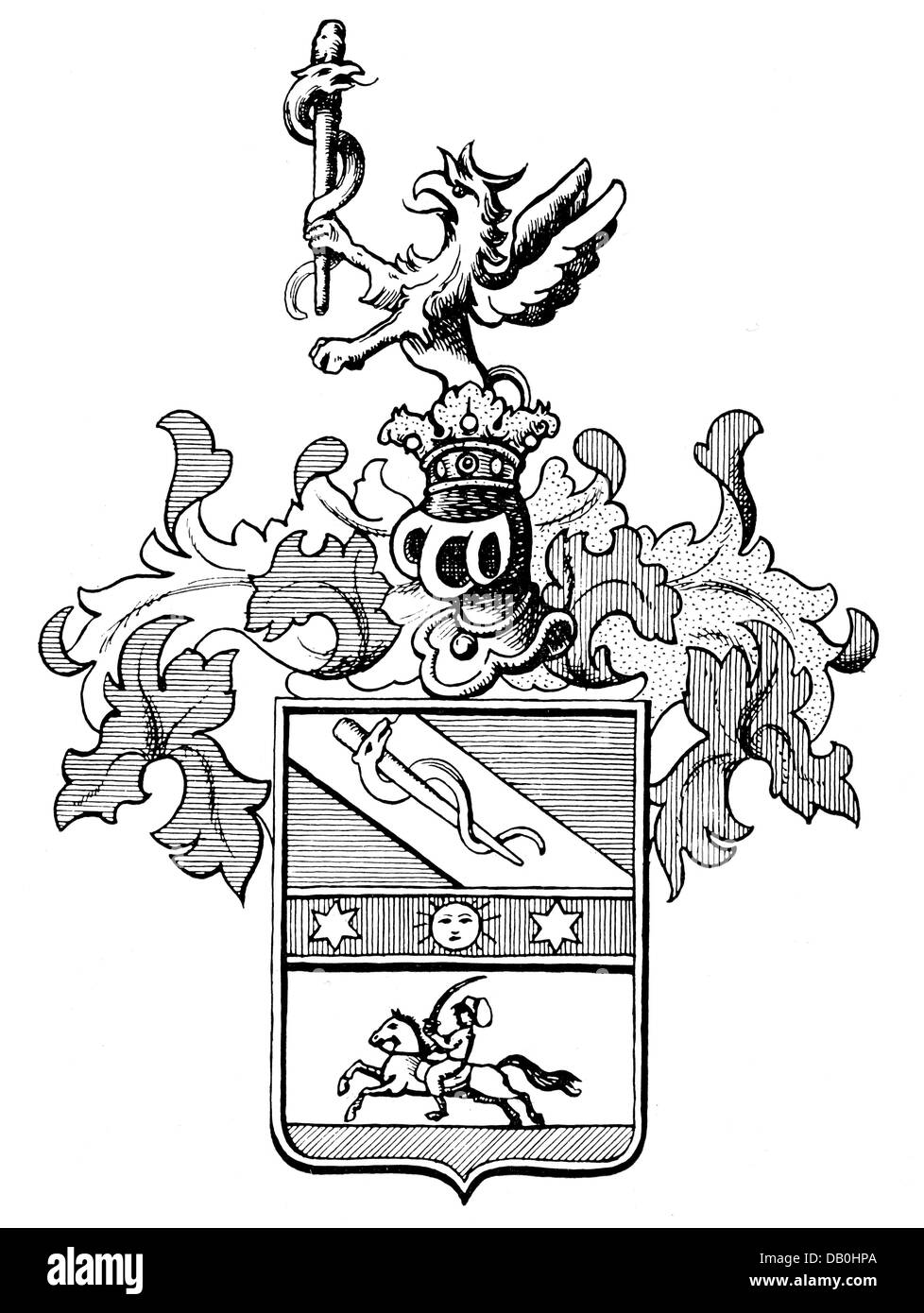 Heraldik, Wappen, Familienwappen, Wappen der Familie Stahly, Auszeichnung 1797, Zusatz-Rechte-Clearenzen-nicht vorhanden Stockfoto