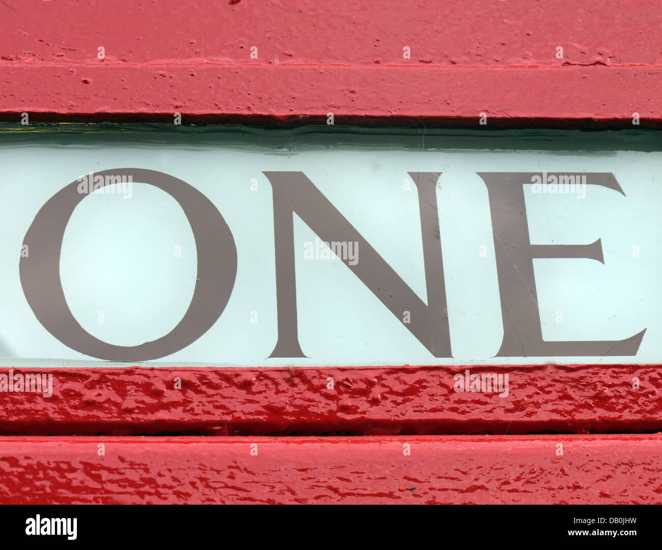 Detail von einem (1) von einer roten britischen klassischen Telefonzelle Stockfoto