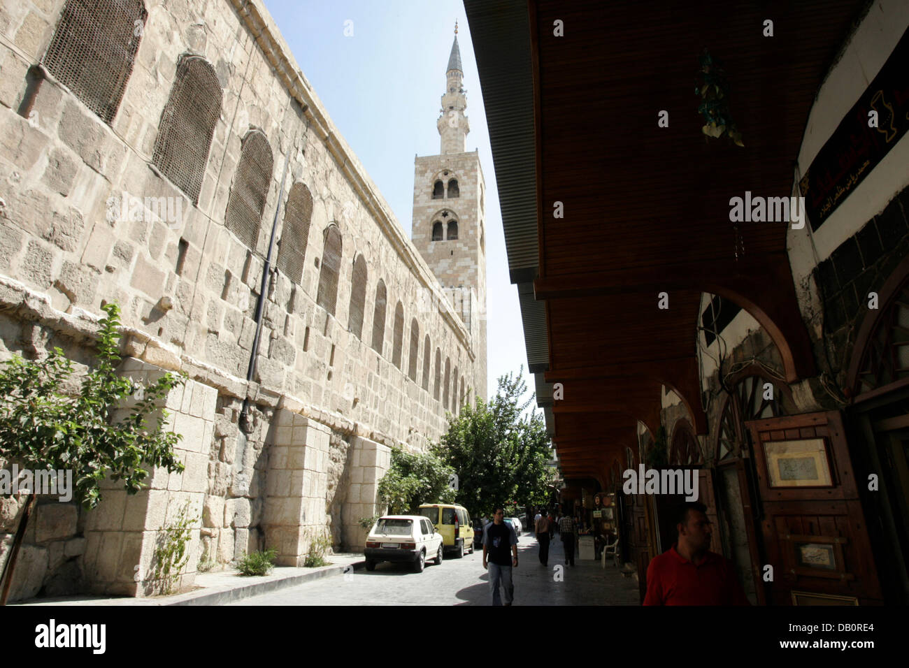 Das Bild zeigt die Omayyaden-Moschee in Damaskus, Syrien, der alte Teil 29. August 2007. Die Moschee wurde von der Omayyaden-Kalif Al-Walid 705 n. Chr., als Damaskus das Kapital des arabisch-islamischen Reiches war gebaut. Vorübergehend wurde sie als Kirche in der christlichen Ära rekonstruiert. Foto: Rainer Jensen Stockfoto