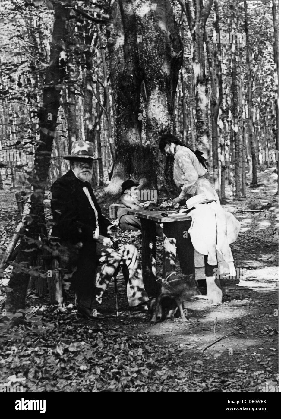 Freizeit, Ausflüge, Familie mit einer Pause im Wald, um 1910, Zusatz-Rechte-Clearences-nicht vorhanden Stockfoto