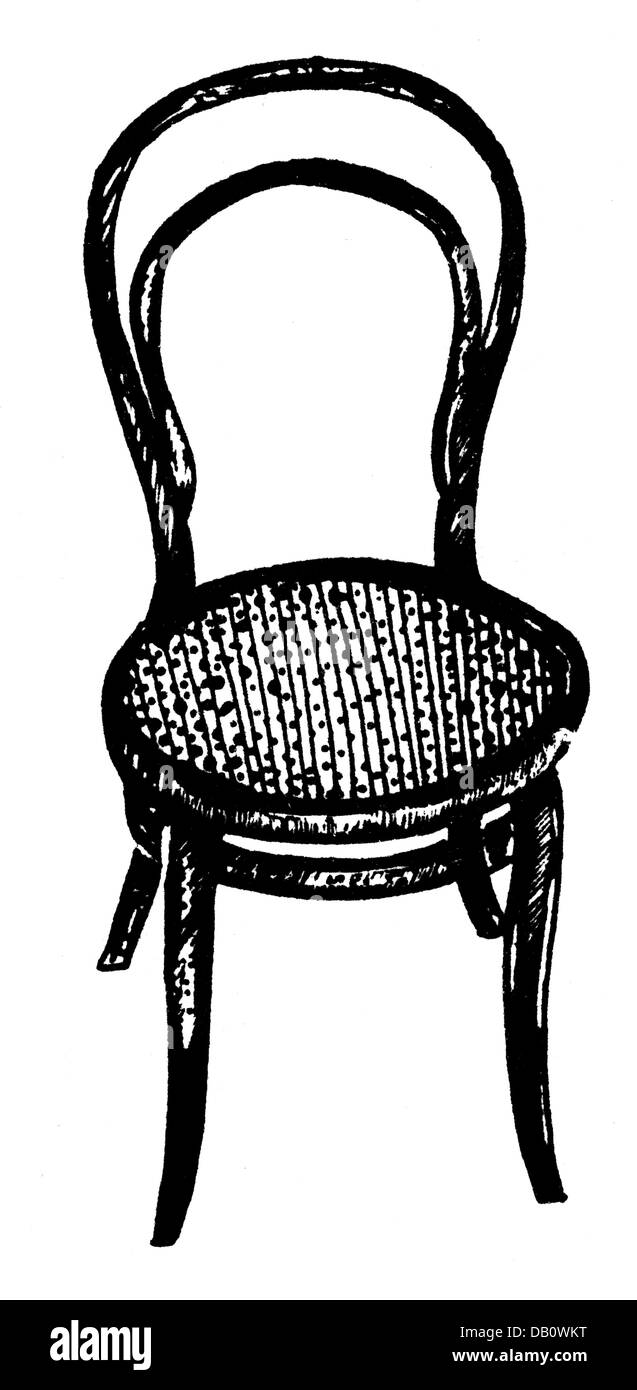 Gastronomie, Cafés / Straßencafés, Wiener Kaffeehausstuhl, Modellstuhl Nummer 14, Design by Michael Thonet (1796 - 1871), 1859, aus: 'Der Morgen', Nummer 140, 15.6.1984, Additional-Rights-Clearences-not available Stockfoto