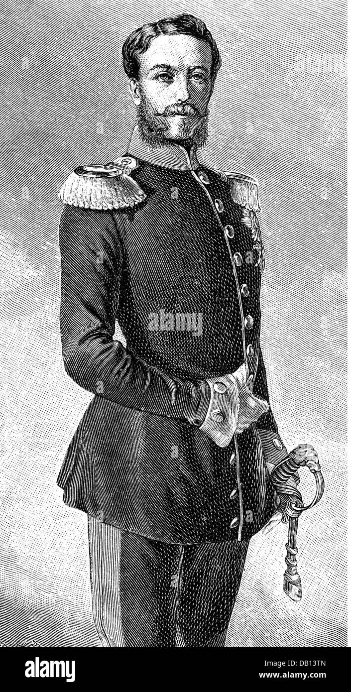 Friedrich I., 9.9.1826 - 28.9.1907, Großfürst von Baden 5.9.1856 - 28.9.1907, halbe Länge, Holzgravur, 1858, Stockfoto