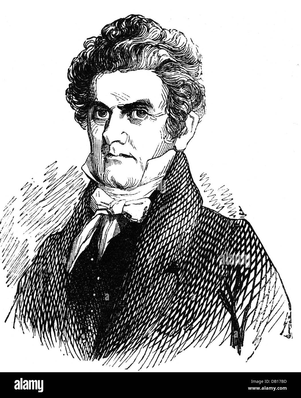 Calhoun, John Caldwell, 18.3.1782 - 31.3.1860, US-amerikanischer Politiker, Vizepräsident der USA 4.3.188 - 28.12.1.2, Porträt, Holzgravur, 19. Jahrhundert, Stockfoto