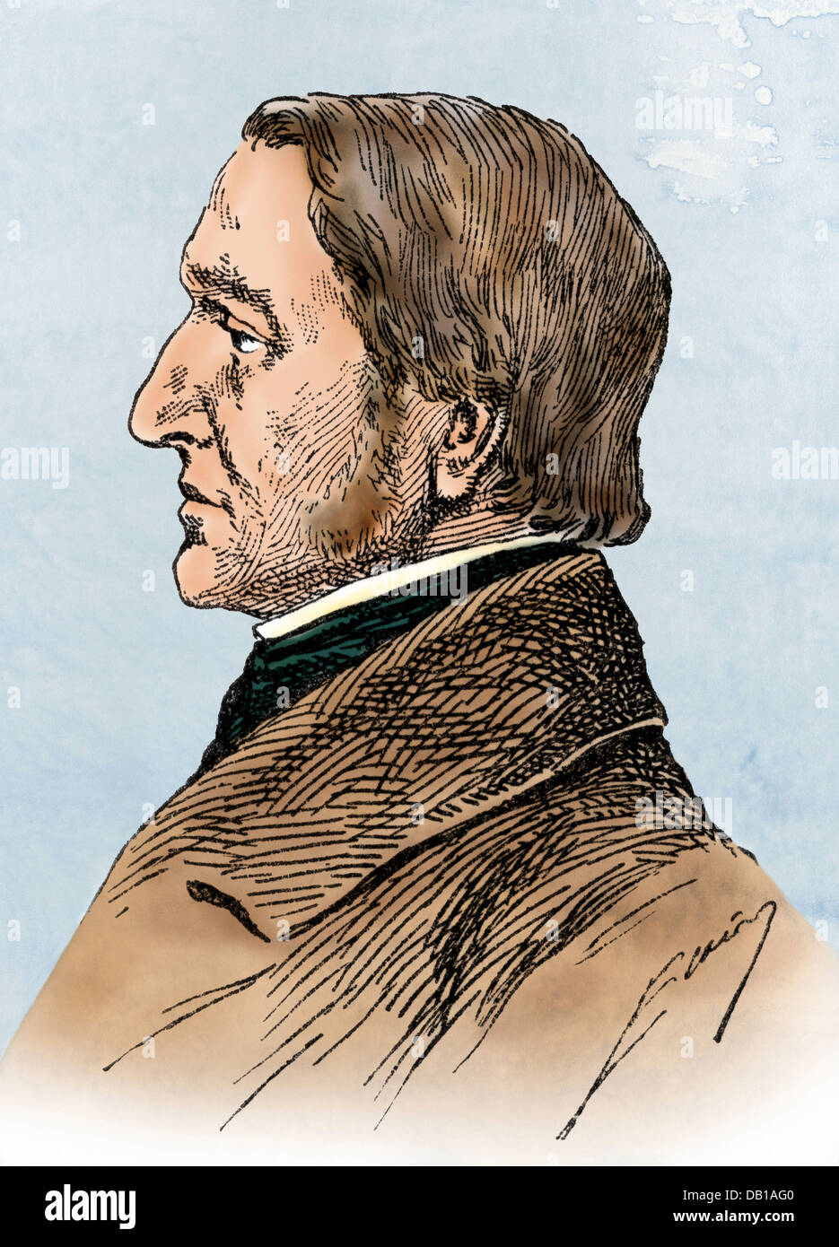 Mathematiker Carl Friedrich Gauß. Digital farbige Holzschnitt Stockfoto