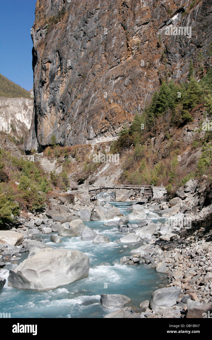 Berglandschaft in Annapurna Conservation Area, Annapurna Circuit, Nepal Stockfoto Berglandschaft in Annapurna Conservation Area, Annapurna Circuit, Nepal Stockfoto