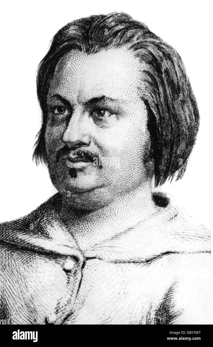 Balzac, Honore de, 20.5.1799 - 18.8.1850, französischer Autor/Schriftsteller, Porträt, Holzgravur, 19. Jahrhundert, Stockfoto
