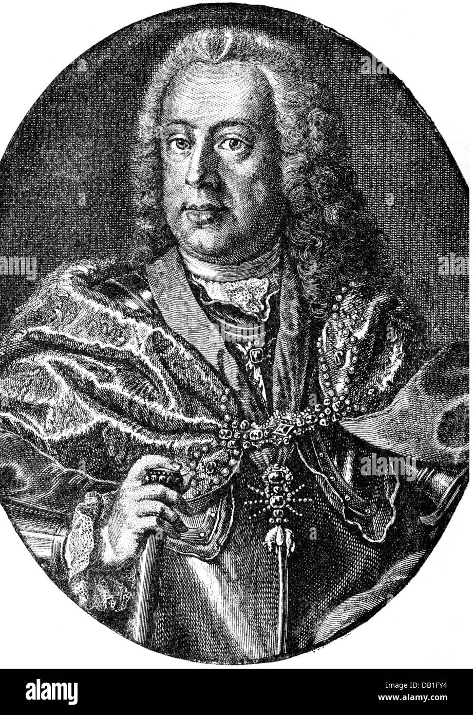 Franz Stephan, 8.12.1708 - 18.8.1765, Kaiser des Heiligen Römischen Reiches 13.9.1745 - 18.8.1765, halbe Länge, Kupferstich von F. W. Windter, 18. Jahrhundert, Artist's Urheberrecht nicht gelöscht werden Stockfoto