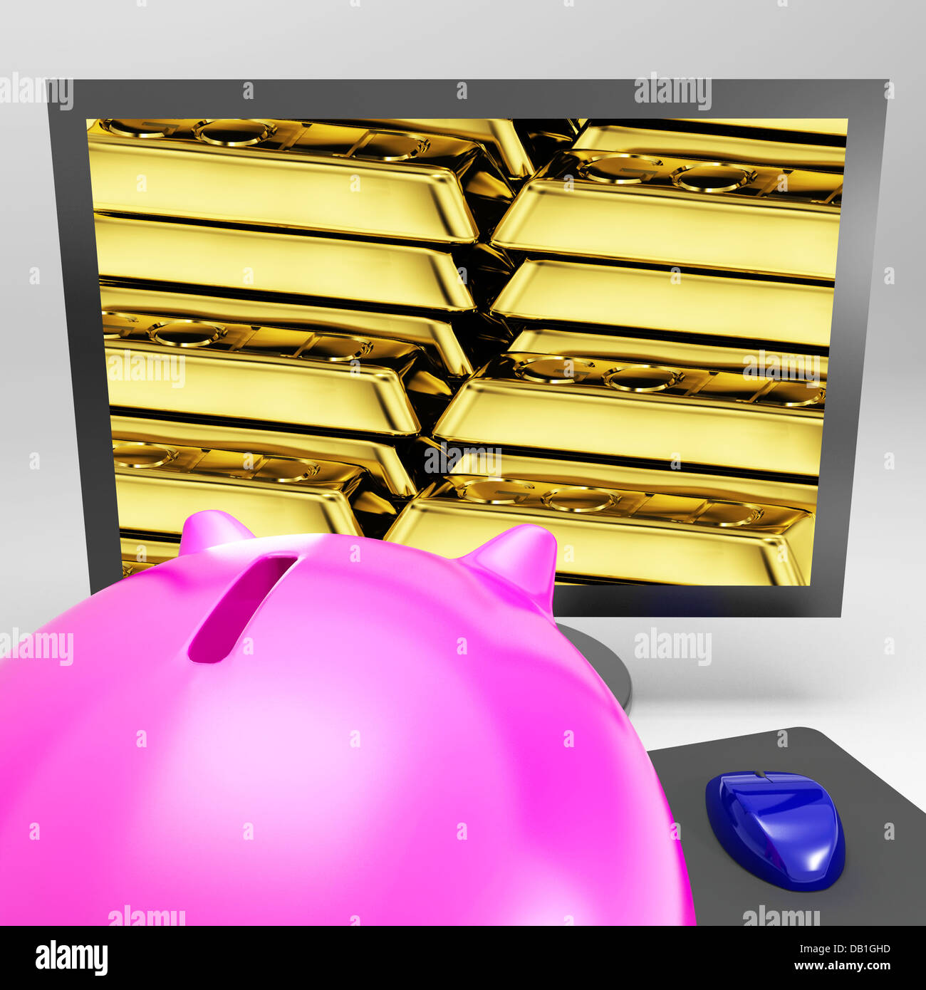 Goldbarren-Bildschirm zeigt glänzende wertvollen Schatz Stockfoto