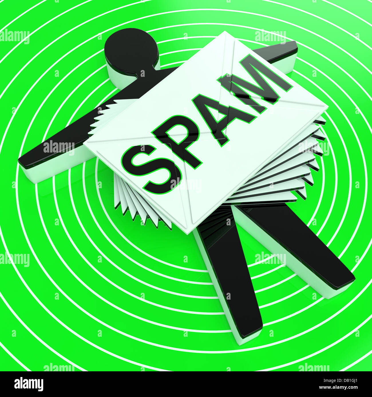 Spam-Target zeigt Junk-unerwünschte unerwünschte e-Mail-Nachrichten Stockfoto