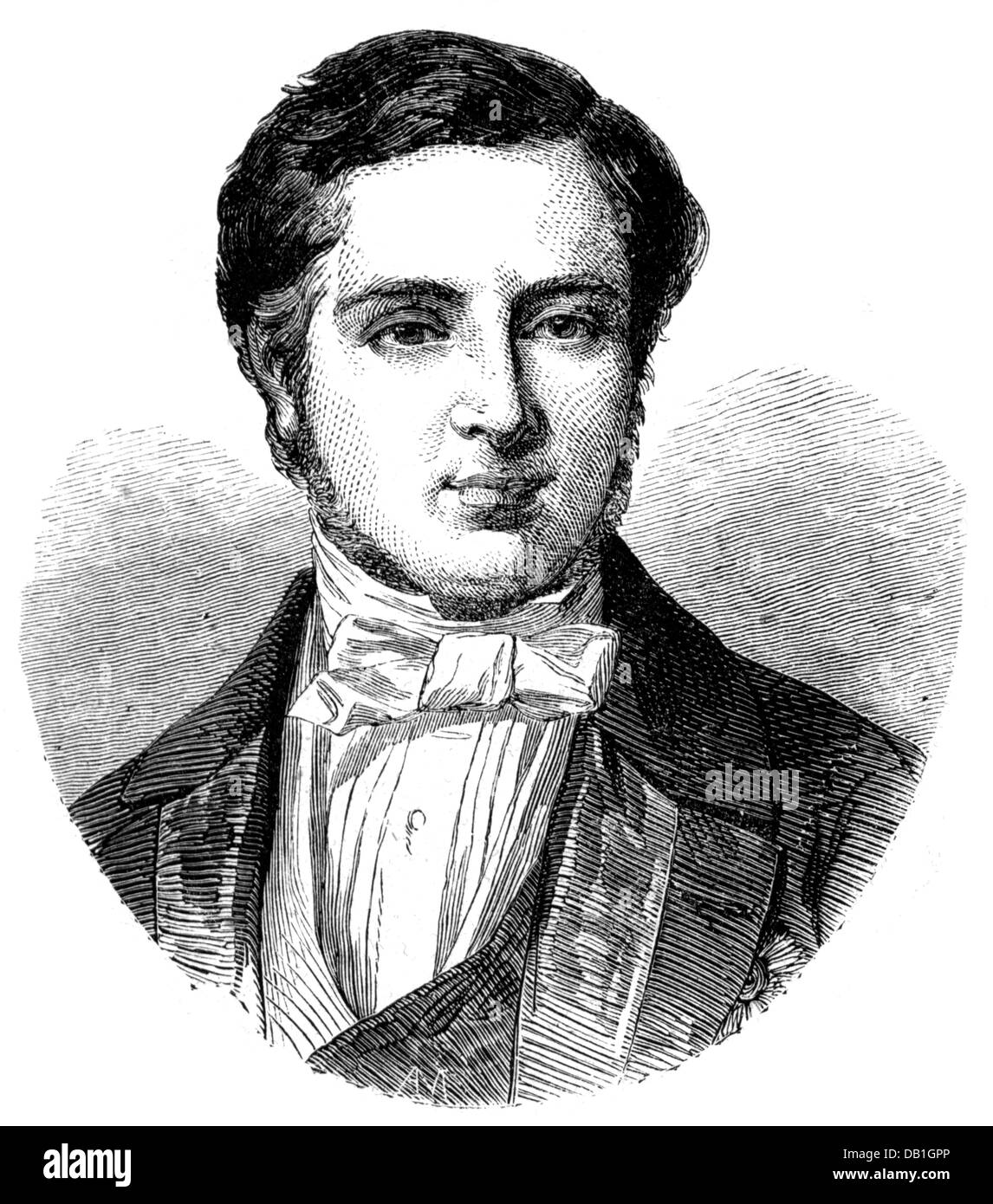 Walewski, Alexandre Count, 4.5.1810 - 27.9.1868, französischer Diplomat, Porträt, Holzgravur, aus: 'Die Glocke', Nummer 7, 12.2.1859, Stockfoto