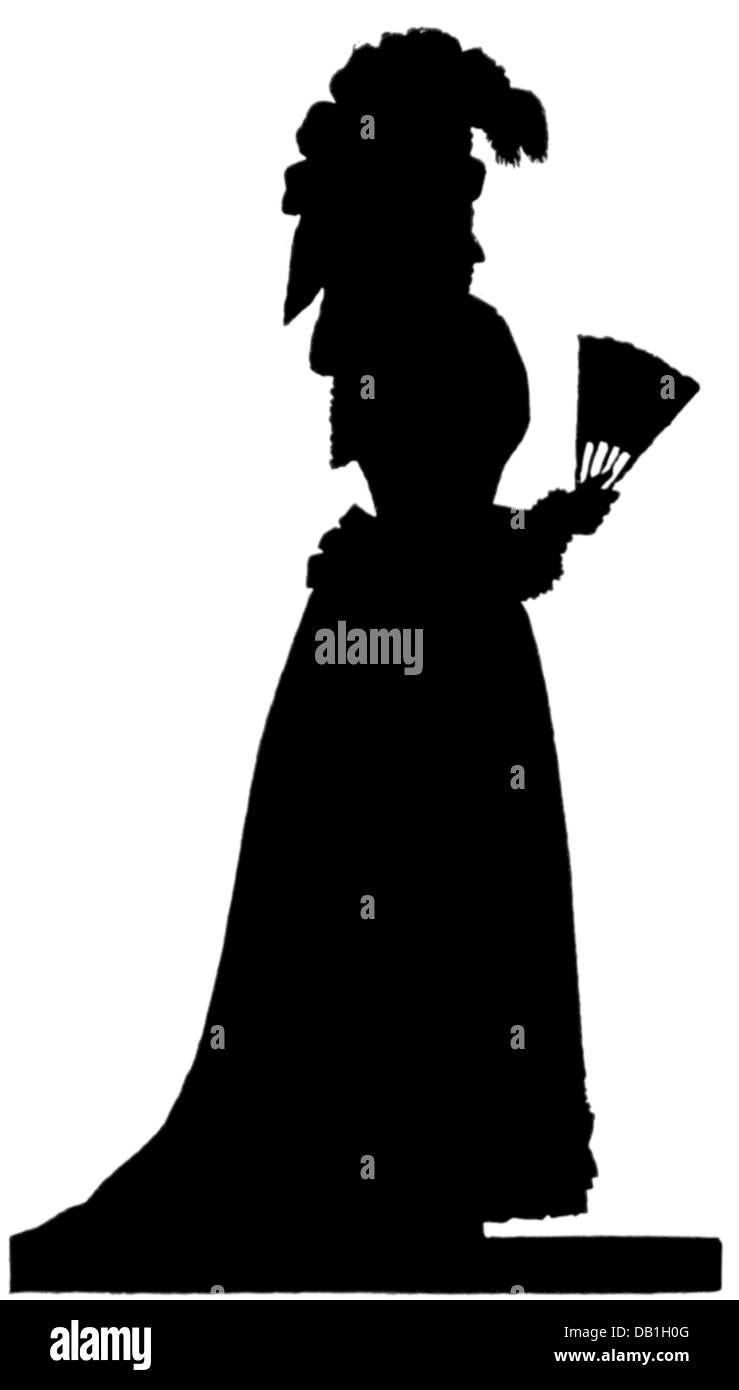 Stein, Charlotte von, 25.12.1742 - 6.1.187, deutsche Dame-in-Waiting, volle Länge, Silhouette, Ende 18. Jahrhundert, Stockfoto
