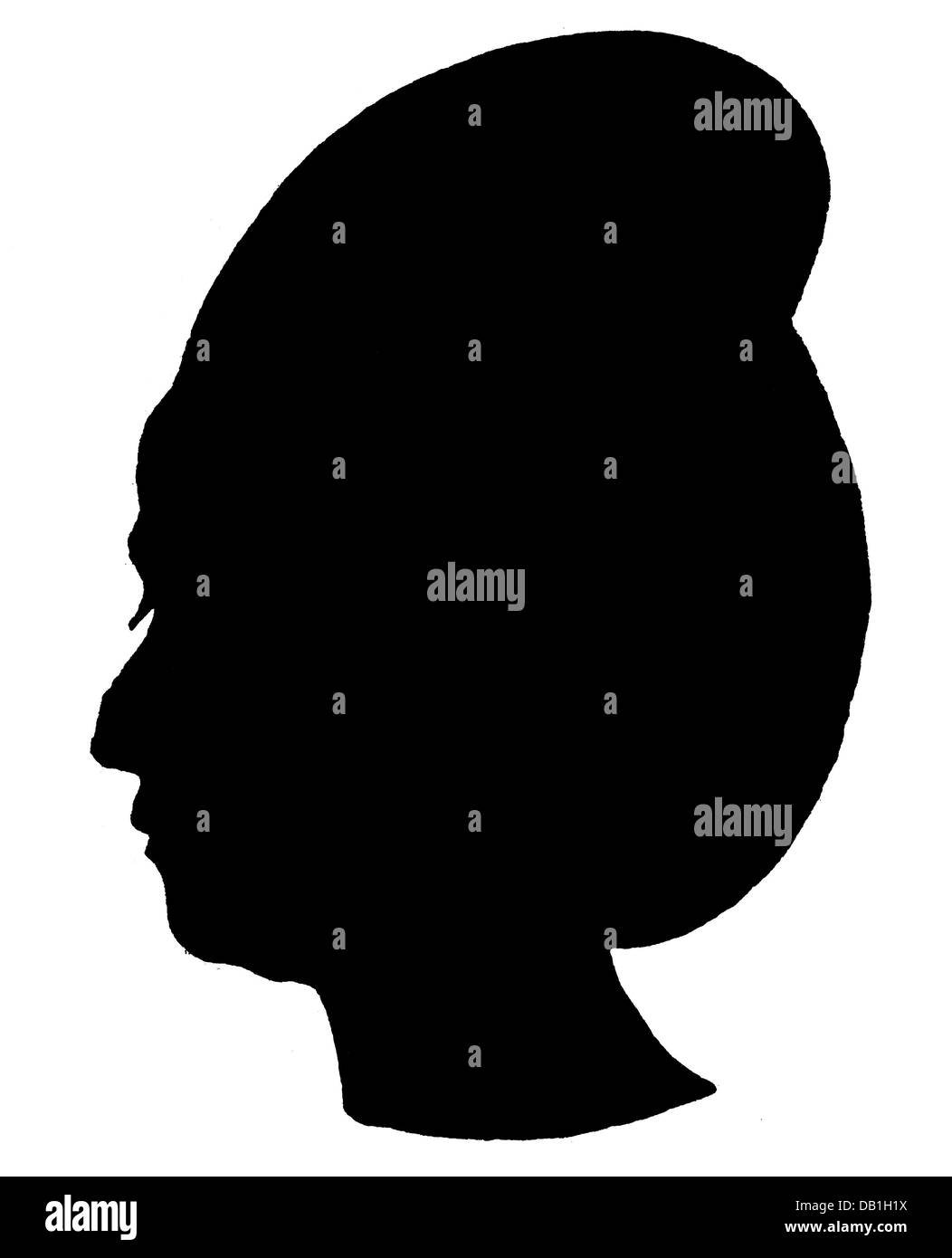 Stein, Charlotte von, 25.12.1742 - 6.1.1827, deutsche Dame-in-Waiting, Porträt, Silhouette, "Physiognomische Fragmente" von Johann Caspar Lavater, 3. Band, 17777, Stockfoto