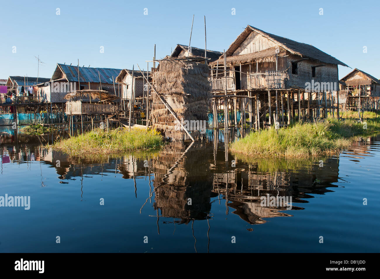 Schwimmendes Dorf am Inle-See, Myanmar Stockfoto