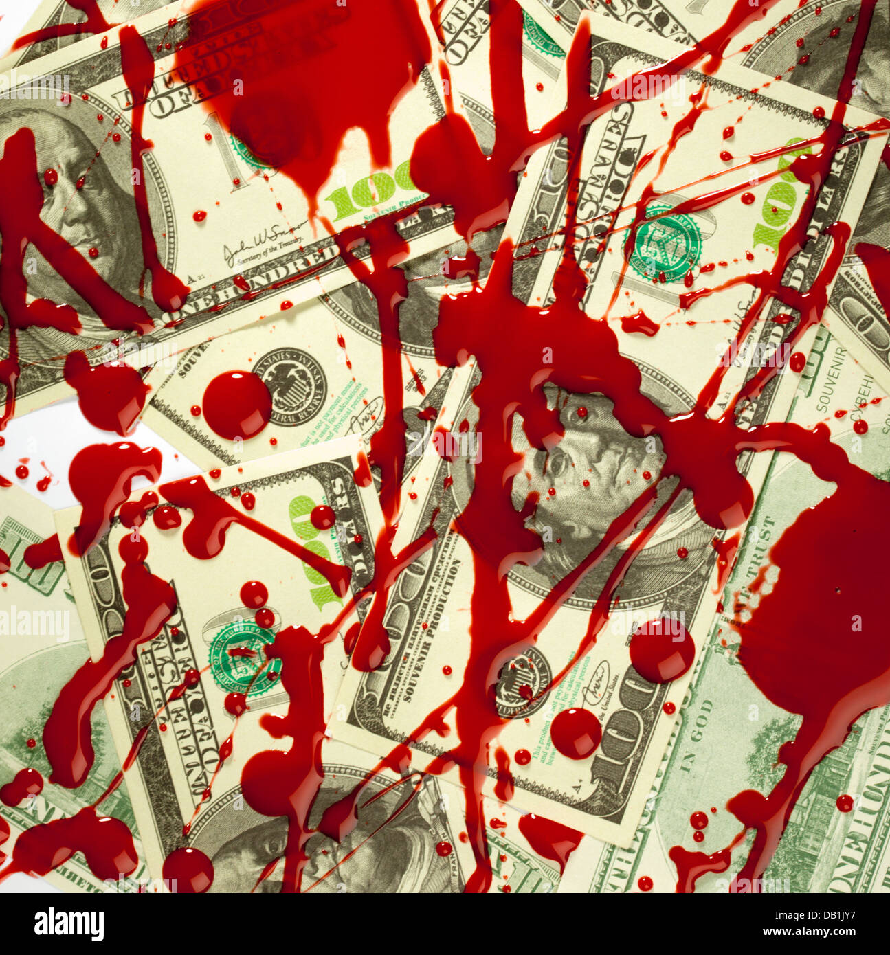 Hintergrund von Dollar und Blut Stockfoto