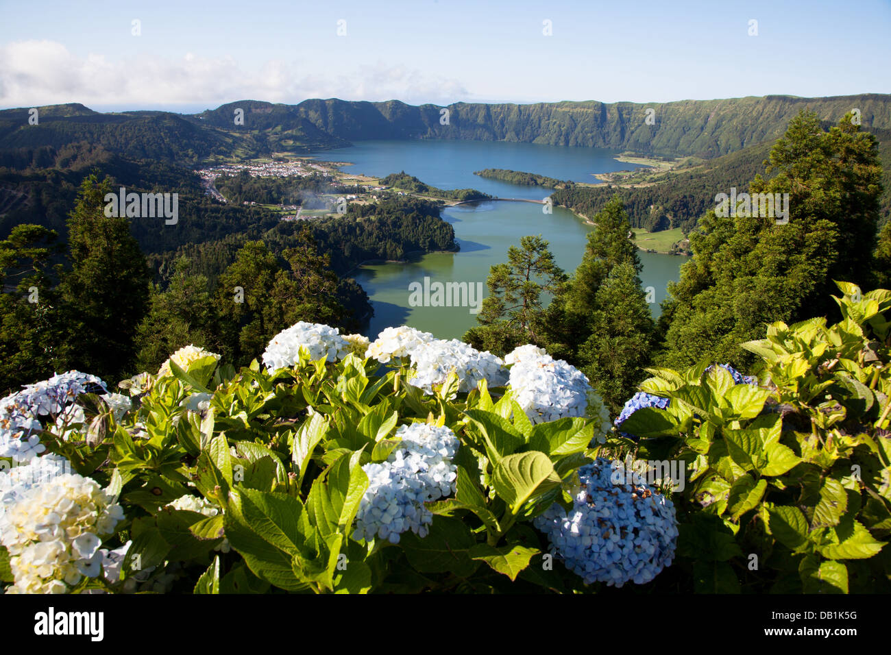 Sete Cidades, Miradouro da Vista do Rei, Ilha de Saõ - Azoren Stockfoto