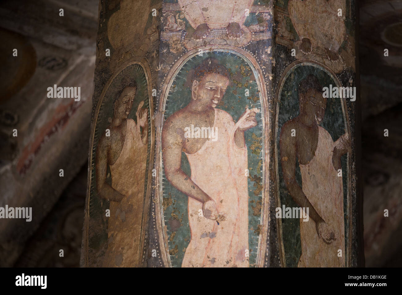 Buddhistischen Malereien im Inneren der Höhle 10, Ajanta buddhistischen Höhlen, Indien Stockfoto